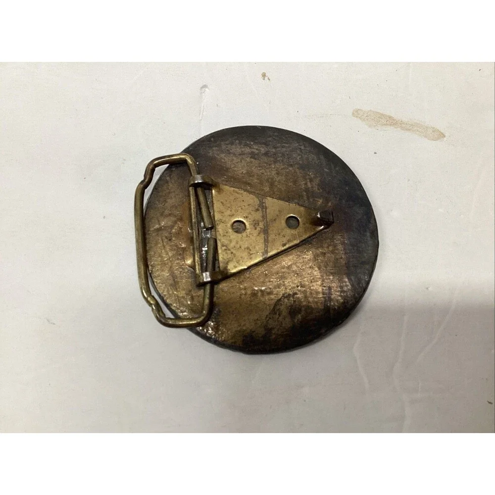vintage seagrams integrity craftsmanship tradition belt buckle 2.75”